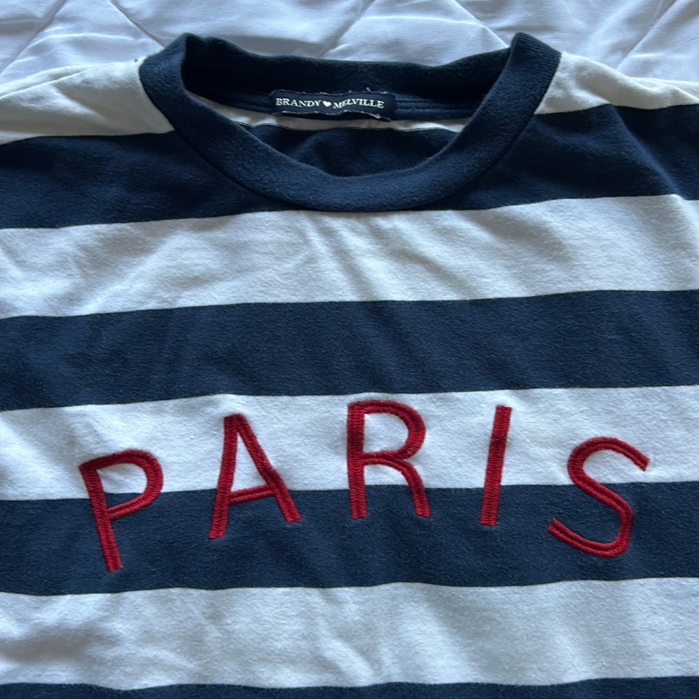 Brandy Melville top with red Paris embroidery